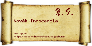 Novák Innocencia névjegykártya